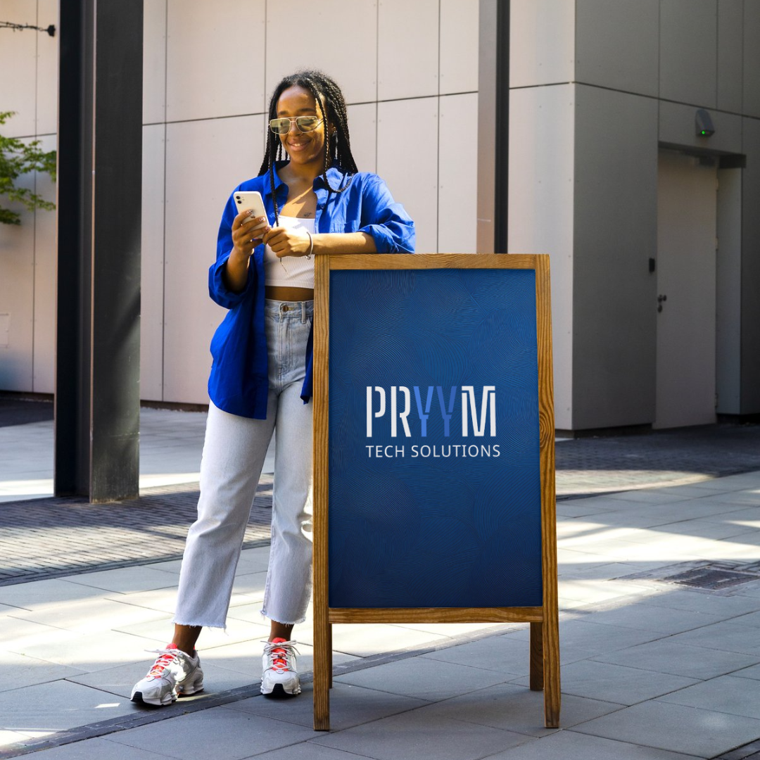 Pryym Tech Solutions board with girl on her device looking at Siri Command Tips